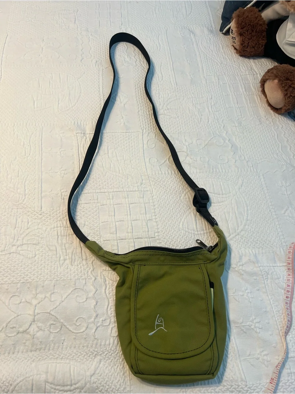 Olive Green Crossbody Sling Bag with Adjustable Strap - Unbranded